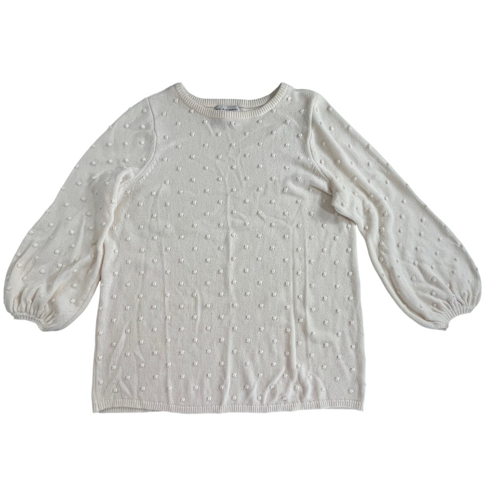 Girl With Curves Cream Bobble Knit‎ Sweater Bishop Sleeve Cozy Cabin Tunic 18/20 - Picture 7 of 10